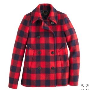 100% wool JCREW buffalo check coat size 6